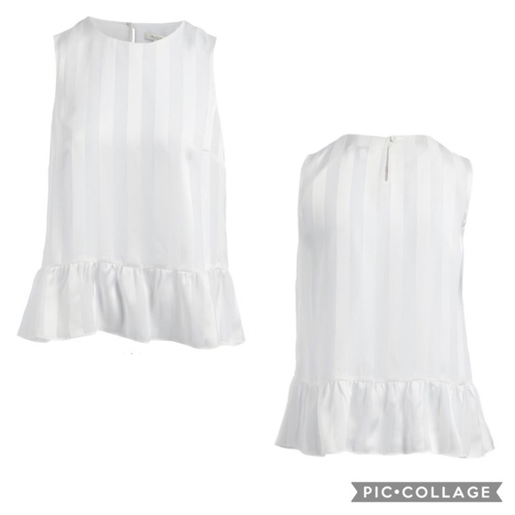 Ivory Ruffle-Hem Sleeveless Top, M - Picture 2 of 2